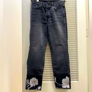 Women's Black Embroidered Jeans